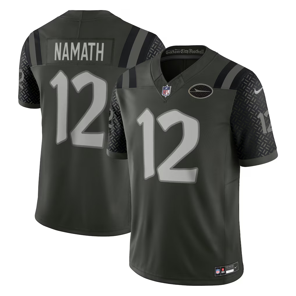 Men's New York Jets Joe Namath Gotham Green 2025 Rivalries Collection Game Jersey