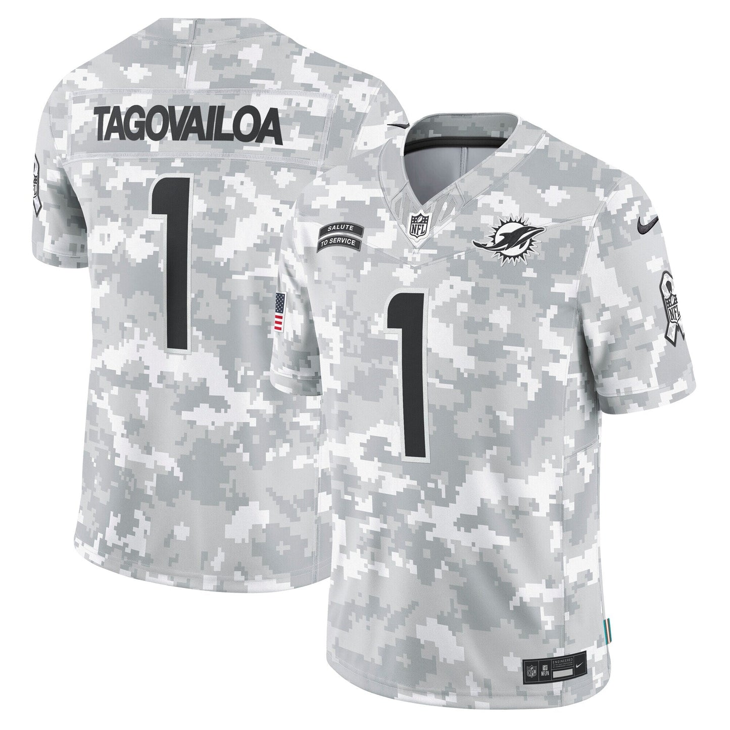 Tua Tagovailoa Miami Dolphins  2024 Salute to Service Limited Jersey - Arctic Camo