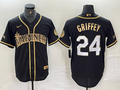 Men's Seattle Mariners Ken Griffey Jr. #24 Black Authentic Player Jersey1