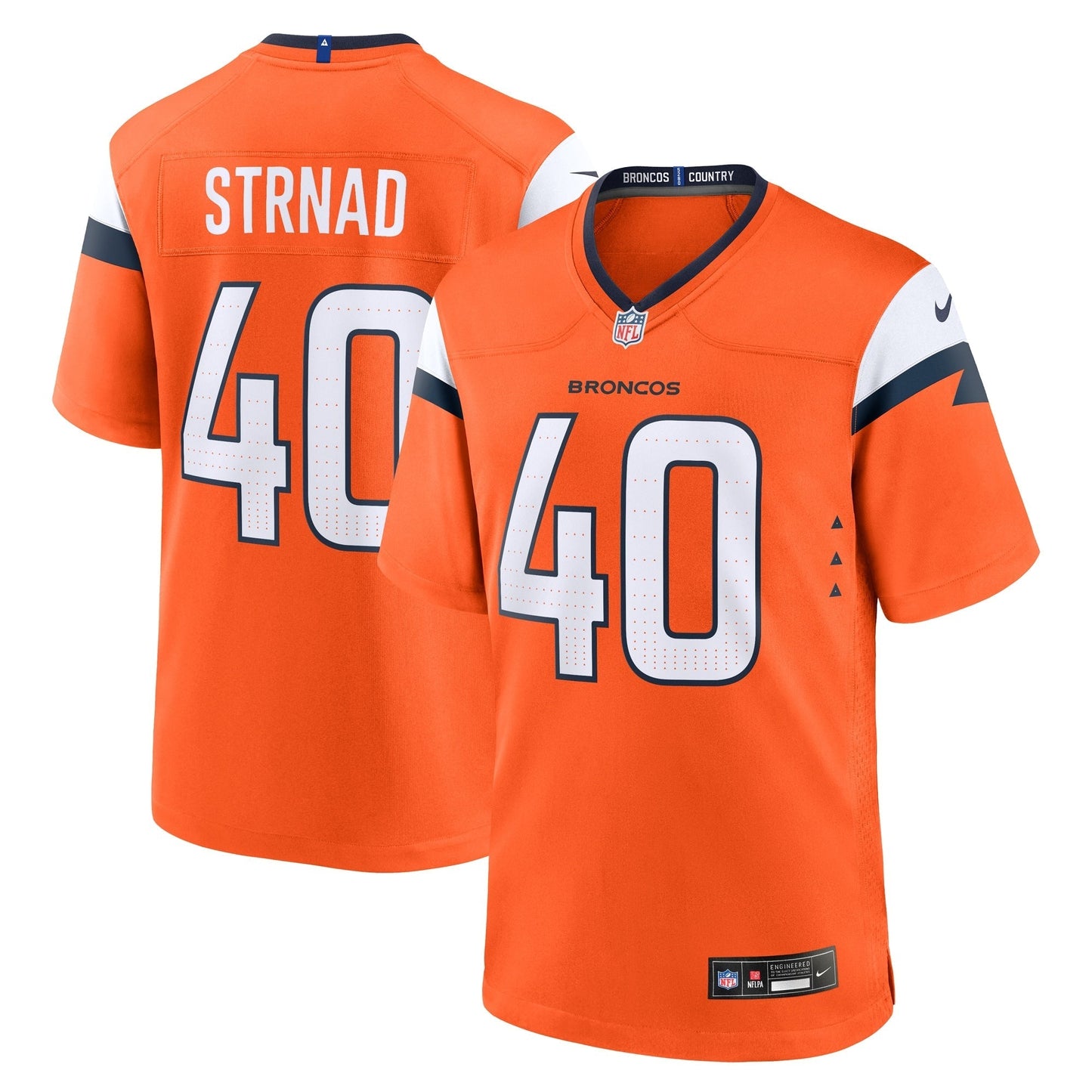 Justin Strnad Denver Broncos  Team Game Jersey -  Orange