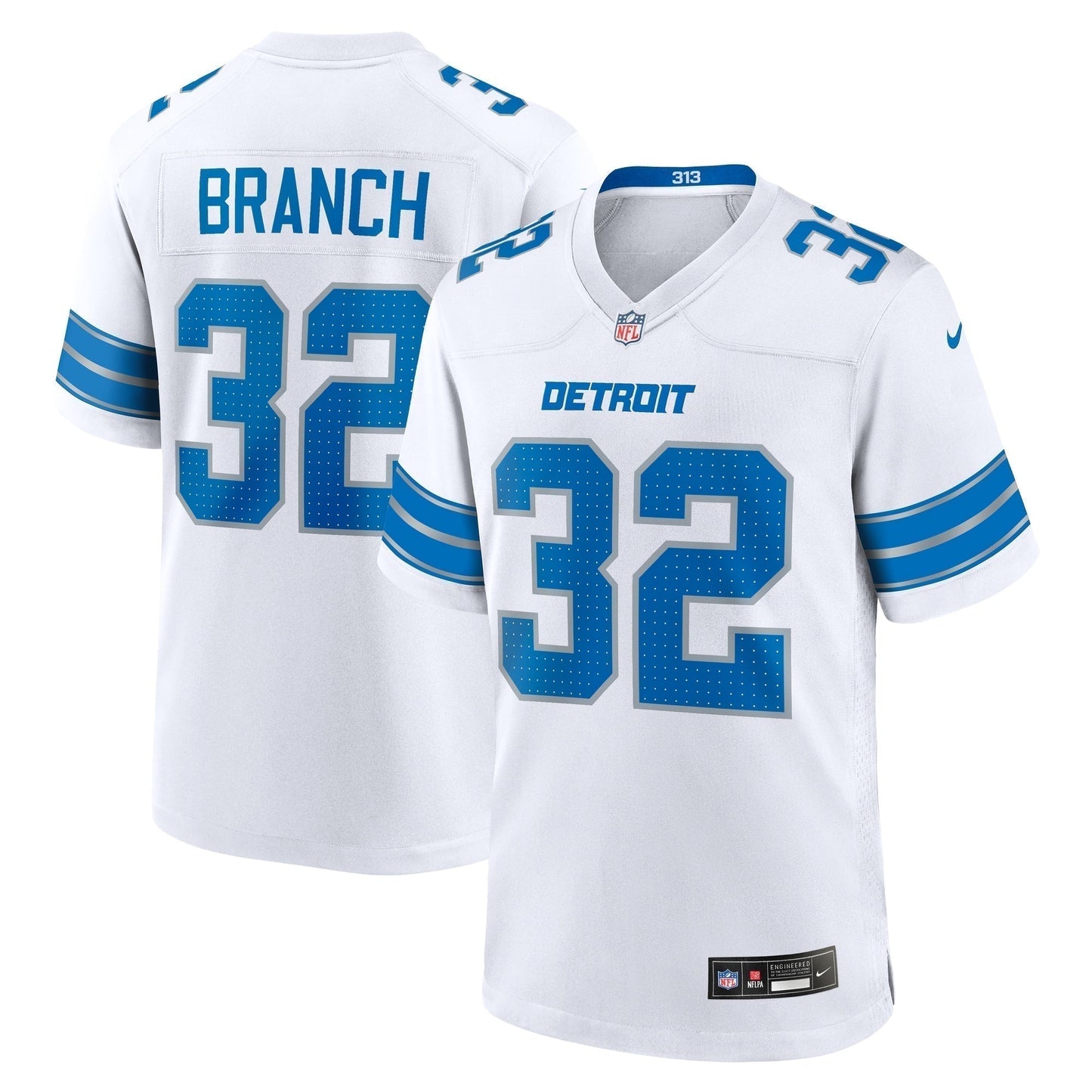 Brian Branch Detroit Lions  White Game Jersey -  White