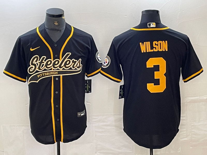 Men's Pittsburgh Steelers Russell Wilson Black Player Jersey Joint Edition