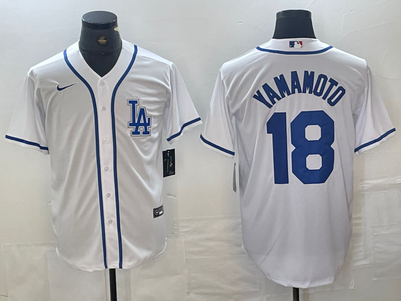 Men's Los Angeles Dodgers Yoshinobu Yamamoto #18 White Limited Player Jersey1
