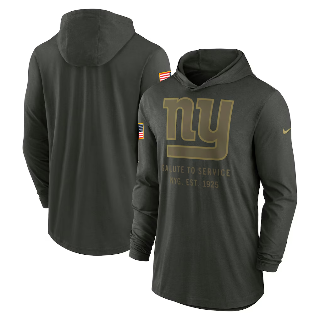 Men's New York Giants  Forest Green 2025 Salute to Service Sideline Dri-FIT Lightweight Hooded Pullover