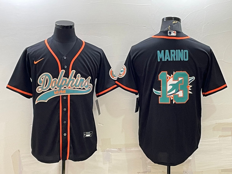 Men's Miami Dolphins Dan Marino Black Player Jersey Joint Edition