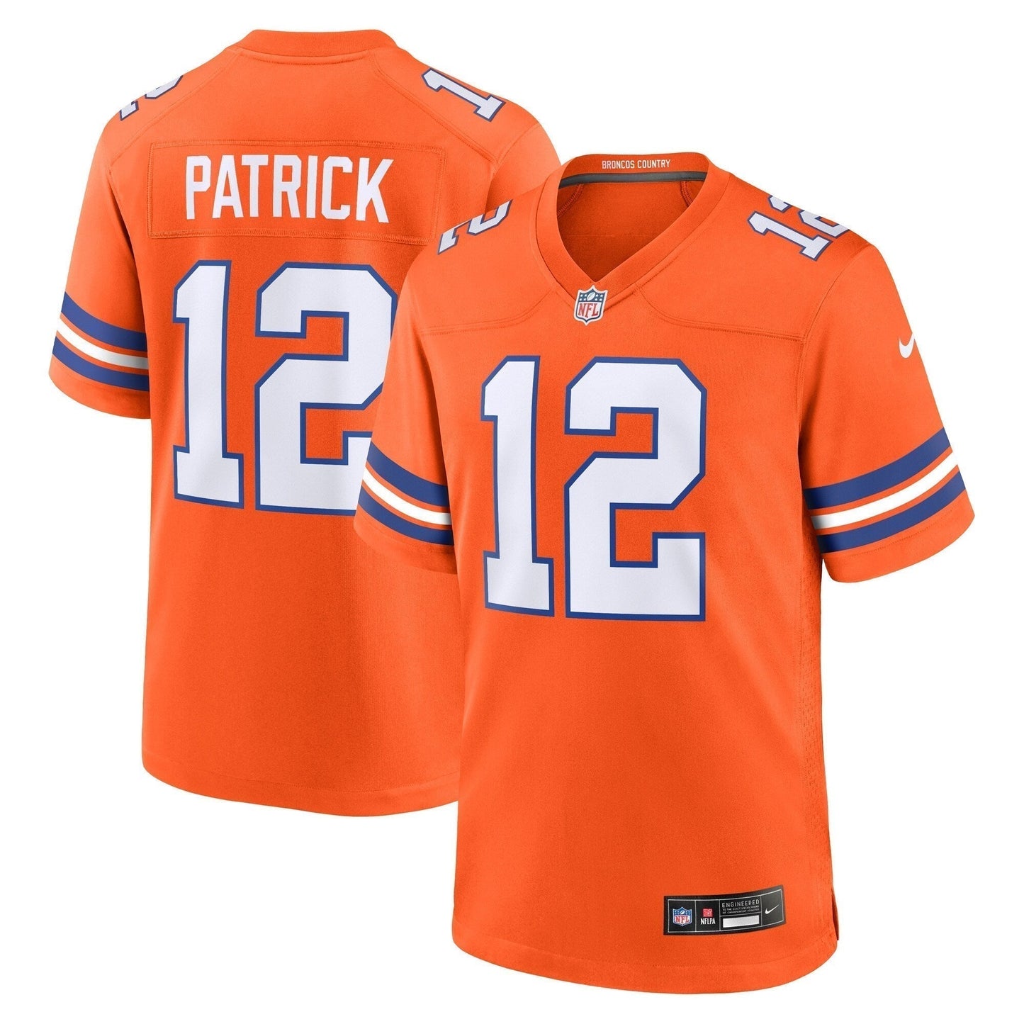 Tim Patrick Denver Broncos  Mile High Collection 1977 Throwback   Game Jersey - Orange