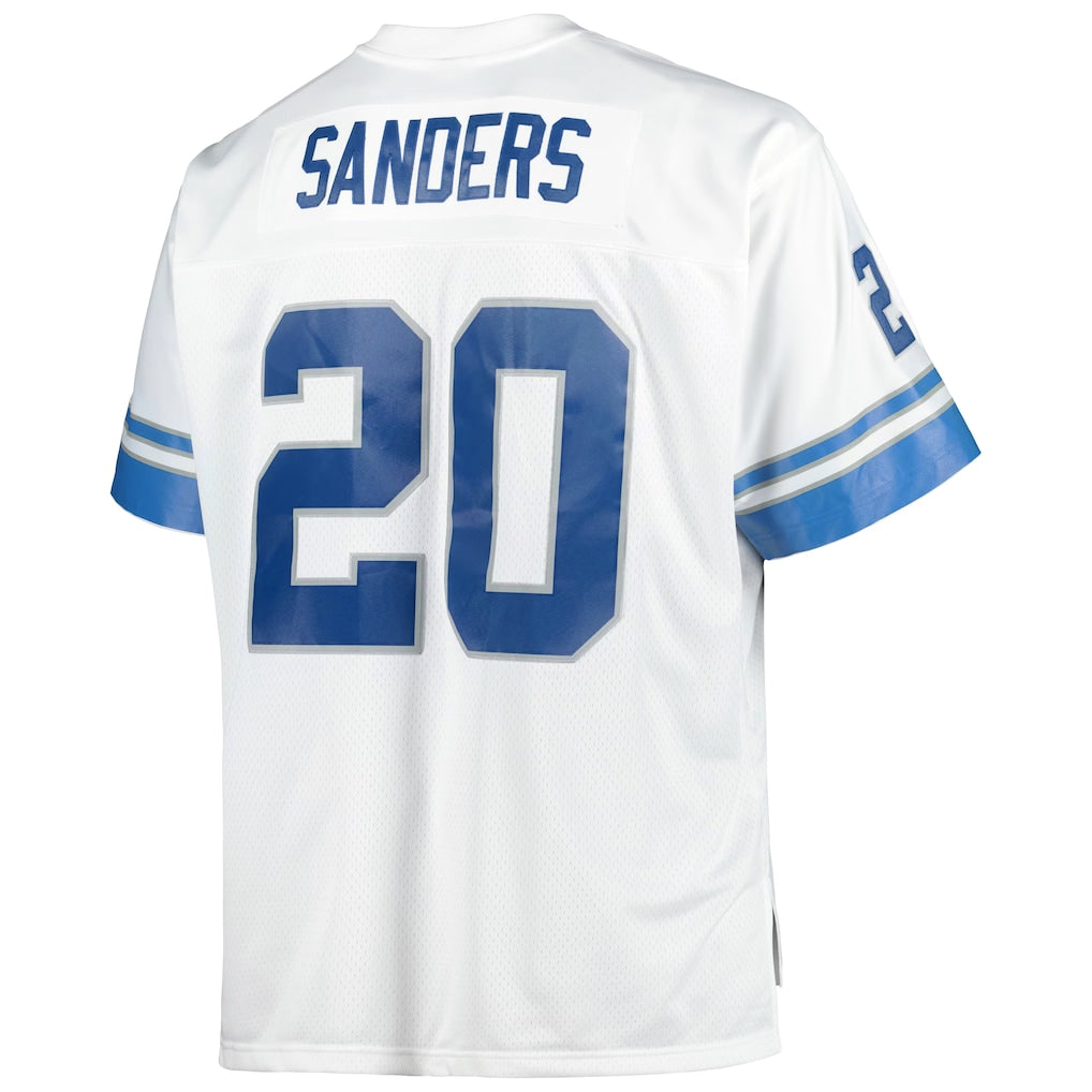 D.Lions #20 Barry Sanders  White Big & Tall 1996 Retired Player Replica Jersey