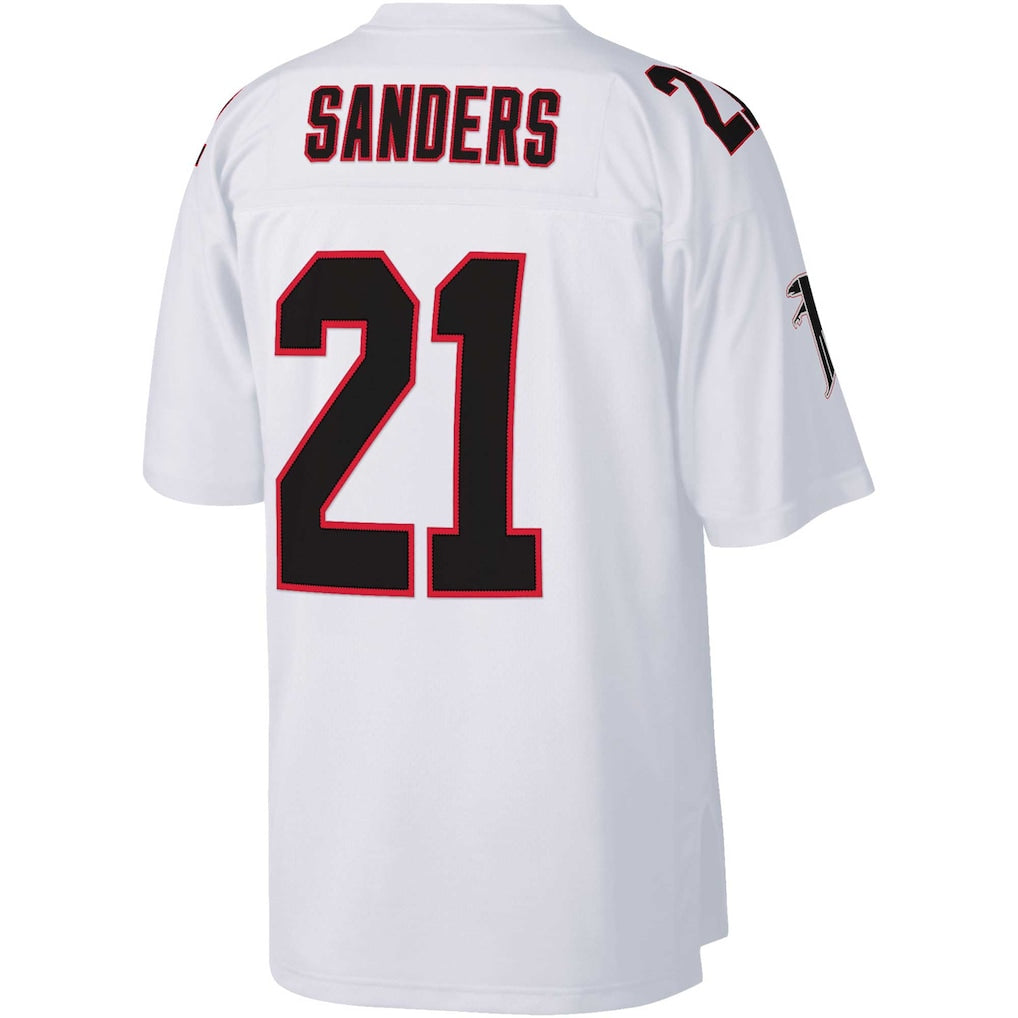 A.Falcons #21 Deion Sanders  White Big & Tall 1992 Retired Player Replica Jersey