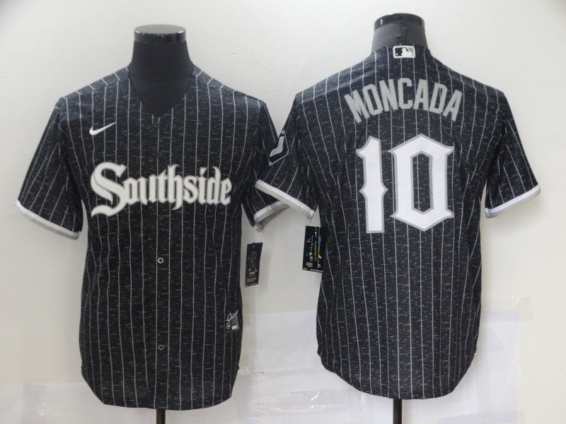 Men's Chicago White Sox Yoan Moncada Black Stitched Jersey