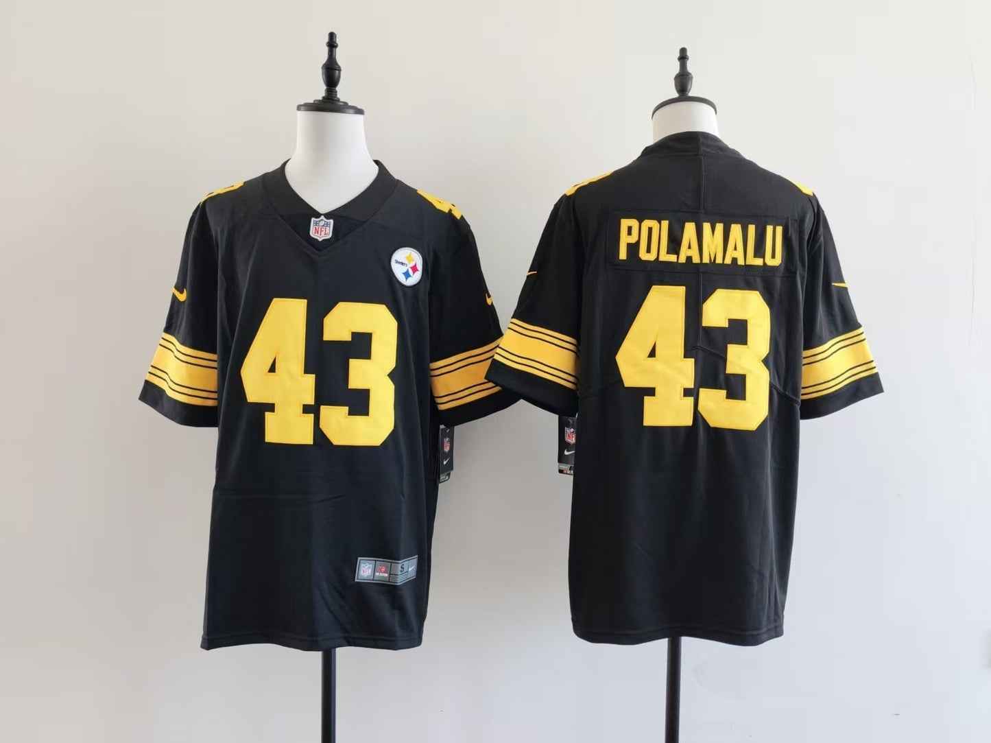 Men's Pittsburgh Steelers Troy Polamalu  Jersey -  Black-yellow numbers