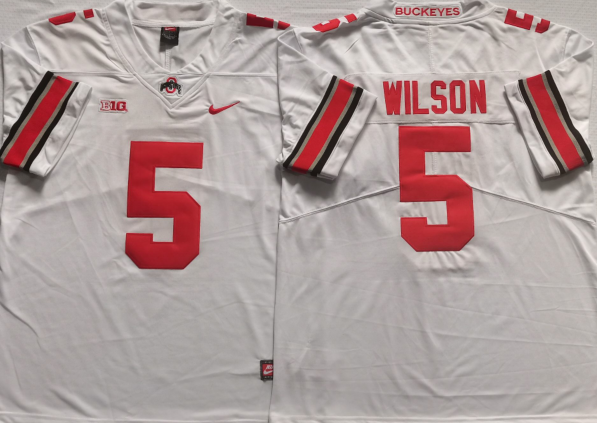 Men's Ohio State Buckeyes Garrett Wilson White Player Game Jersey