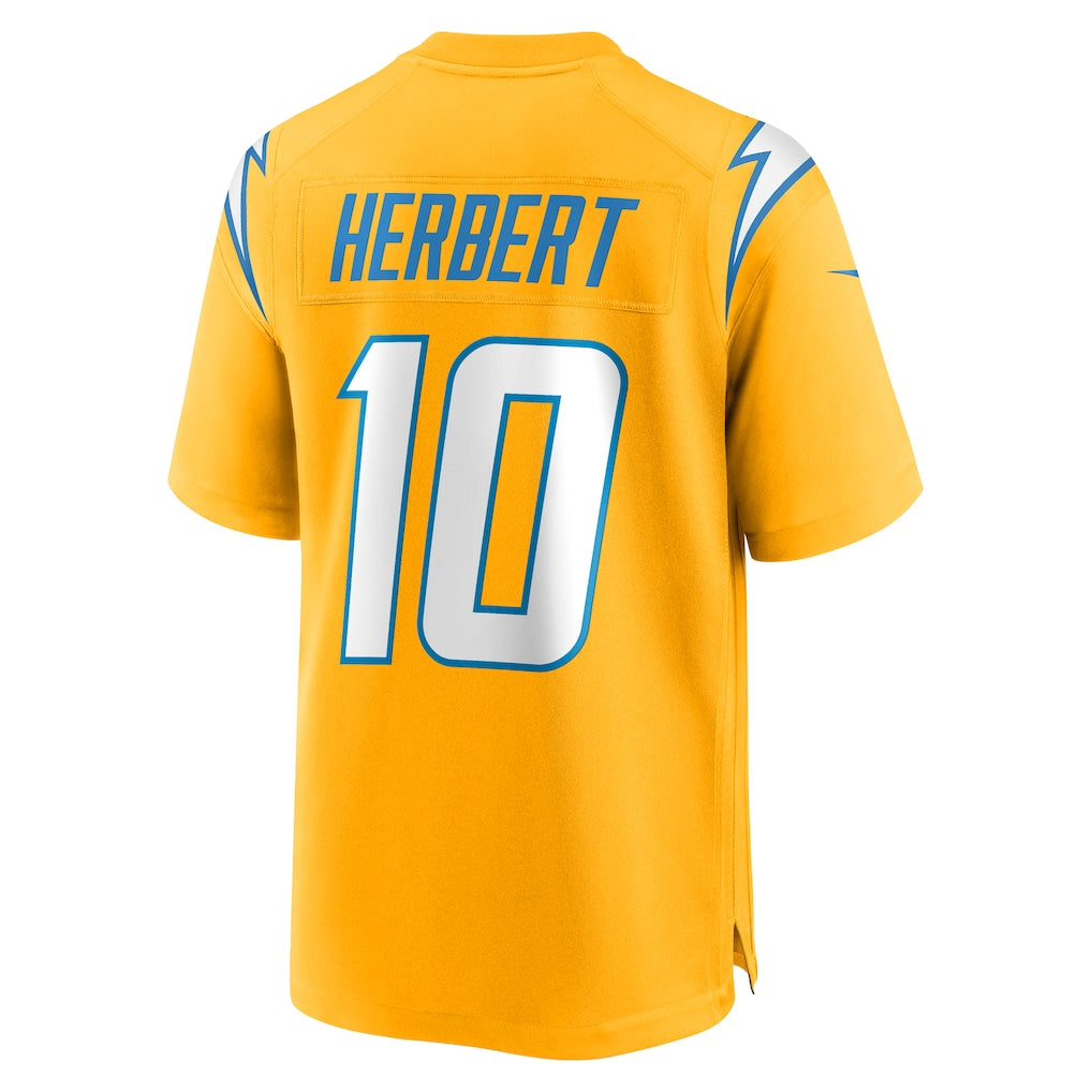 LA.Chargers #10 Justin Herbert Gold Alternate Charger Power Game Player Jersey