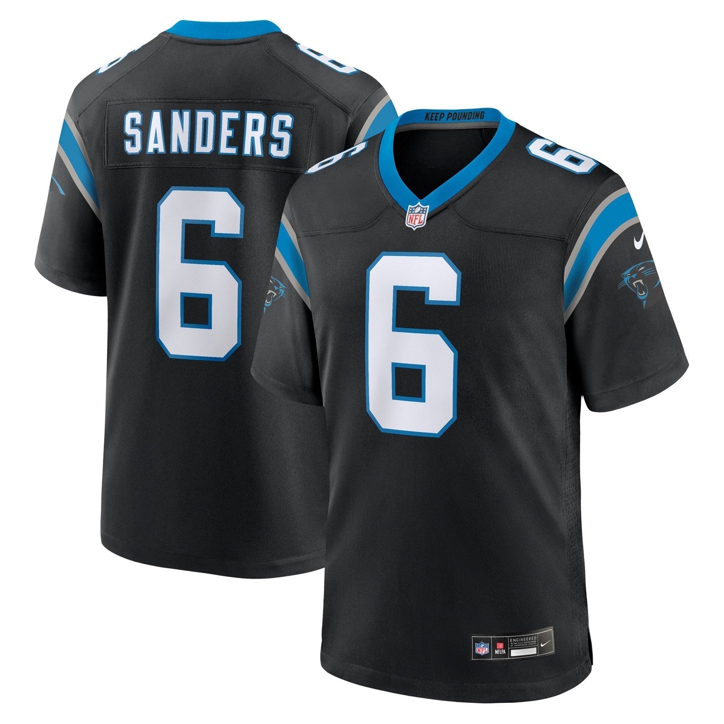Miles Sanders Carolina Panthers  Game   Jersey - Black