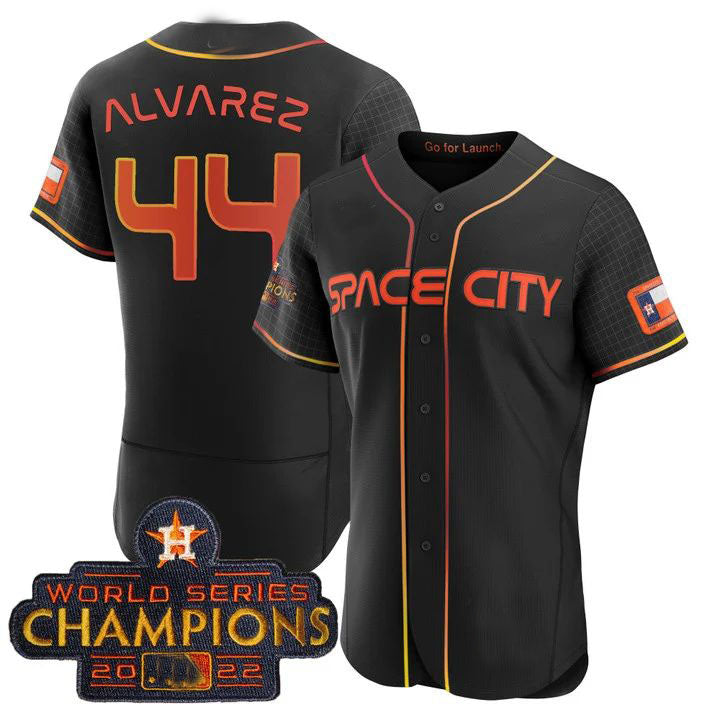 #44 Yordan Alvarez Houston Astros 2023 SPACE CITY CHAMPIONS FLEX JERSEY C black ALL STITCHEDBaseball Jerseys