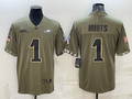 Men's Philadelphia Eagles Jalen Hurts Olive 2022 Salute To Service Limited Jersey