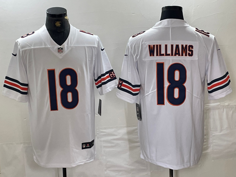 Men's Chicago Bears Caleb Williams #18 White 2024 NFL active First Round Pick Player Game Jerseys
