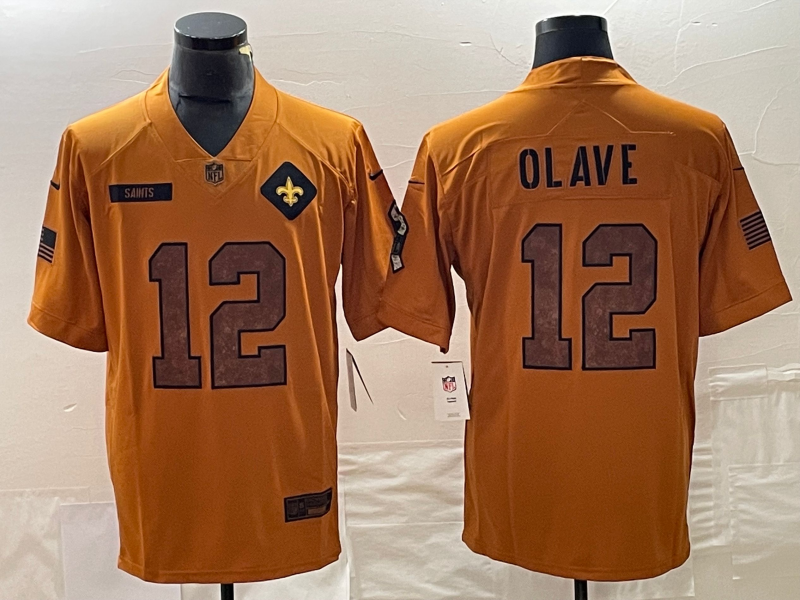 Men's New Orleans Saints Chris Olave Brown 2023 Salute To Service Limited Jersey