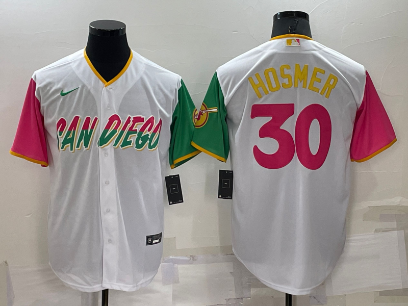 Men's San Diego Padres Eric Hosmer White Player Stitched Jersey