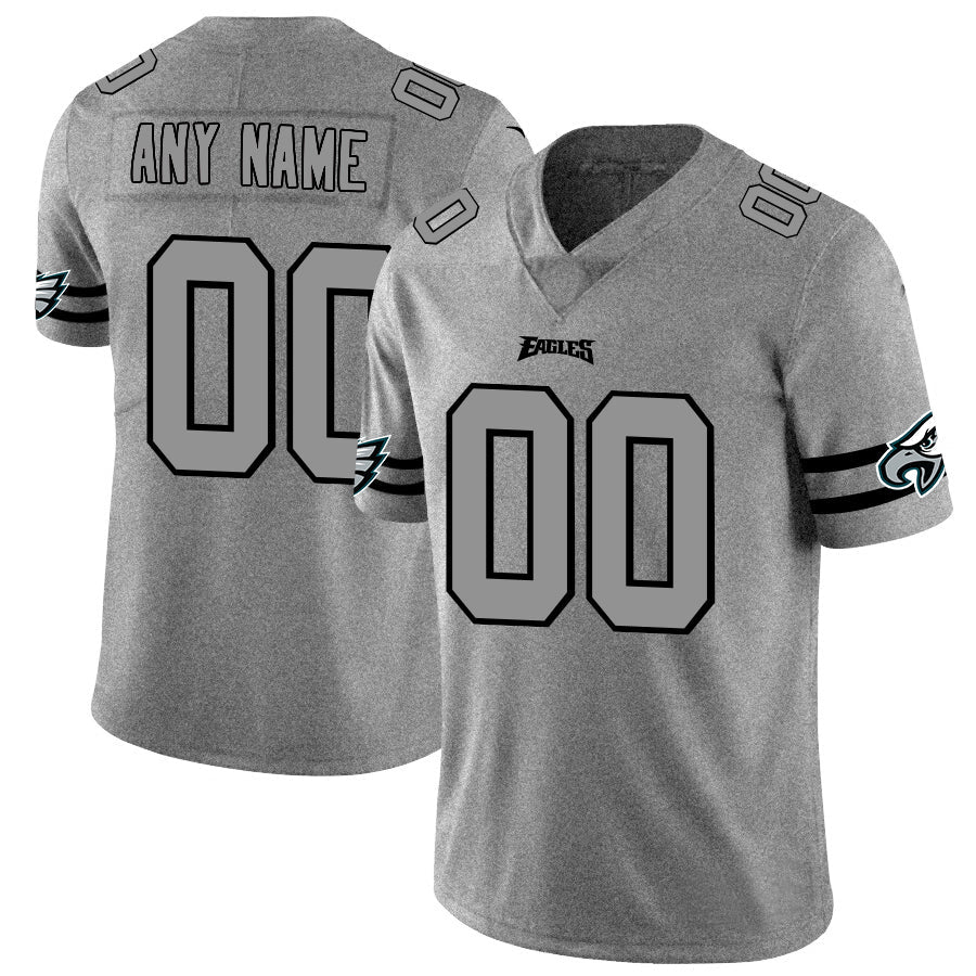 Custom1 Philadelphia Eagles 2019 Gray Gridiron Gray Vapor Untouchable Limited Jersey1 Stitched American Football Jerseys