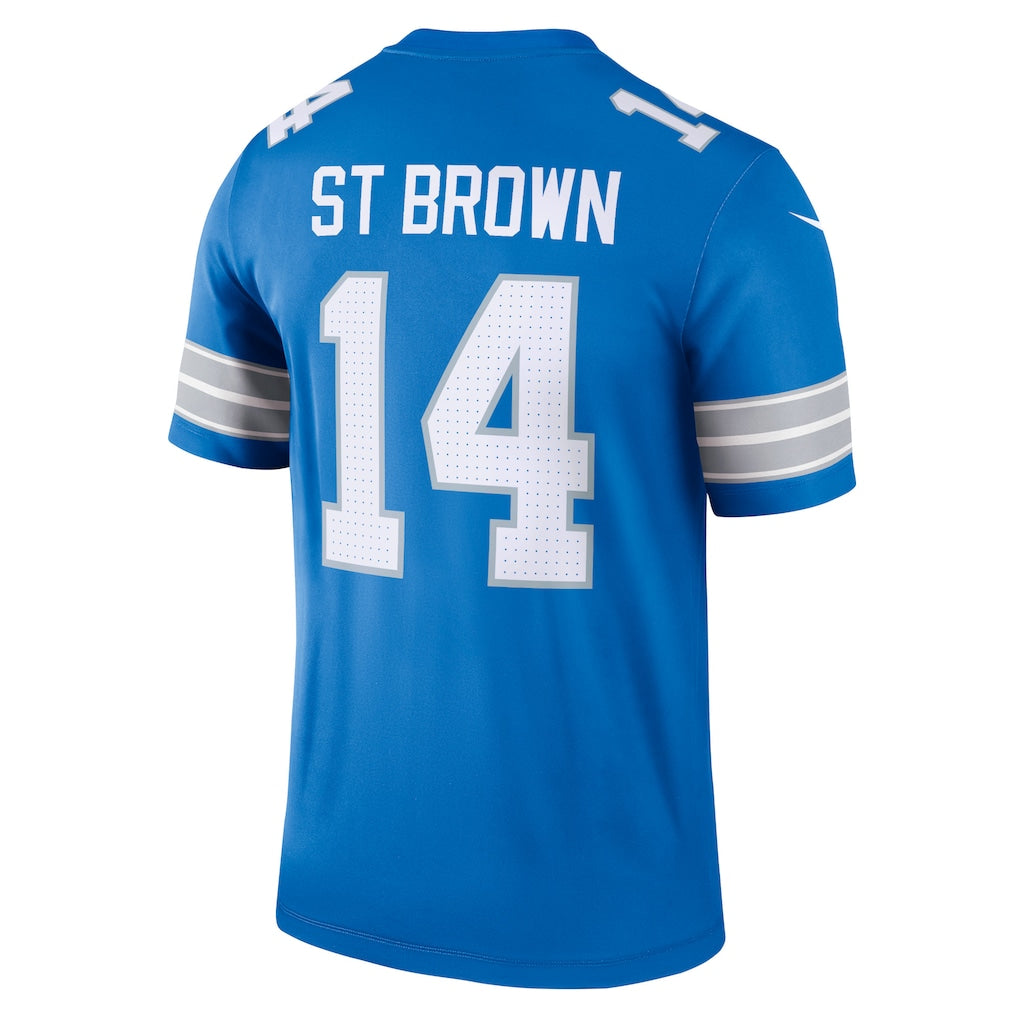 D.Lions #14 Amon-Ra St. Brown Blue Legend Player Performance Top Jersey
