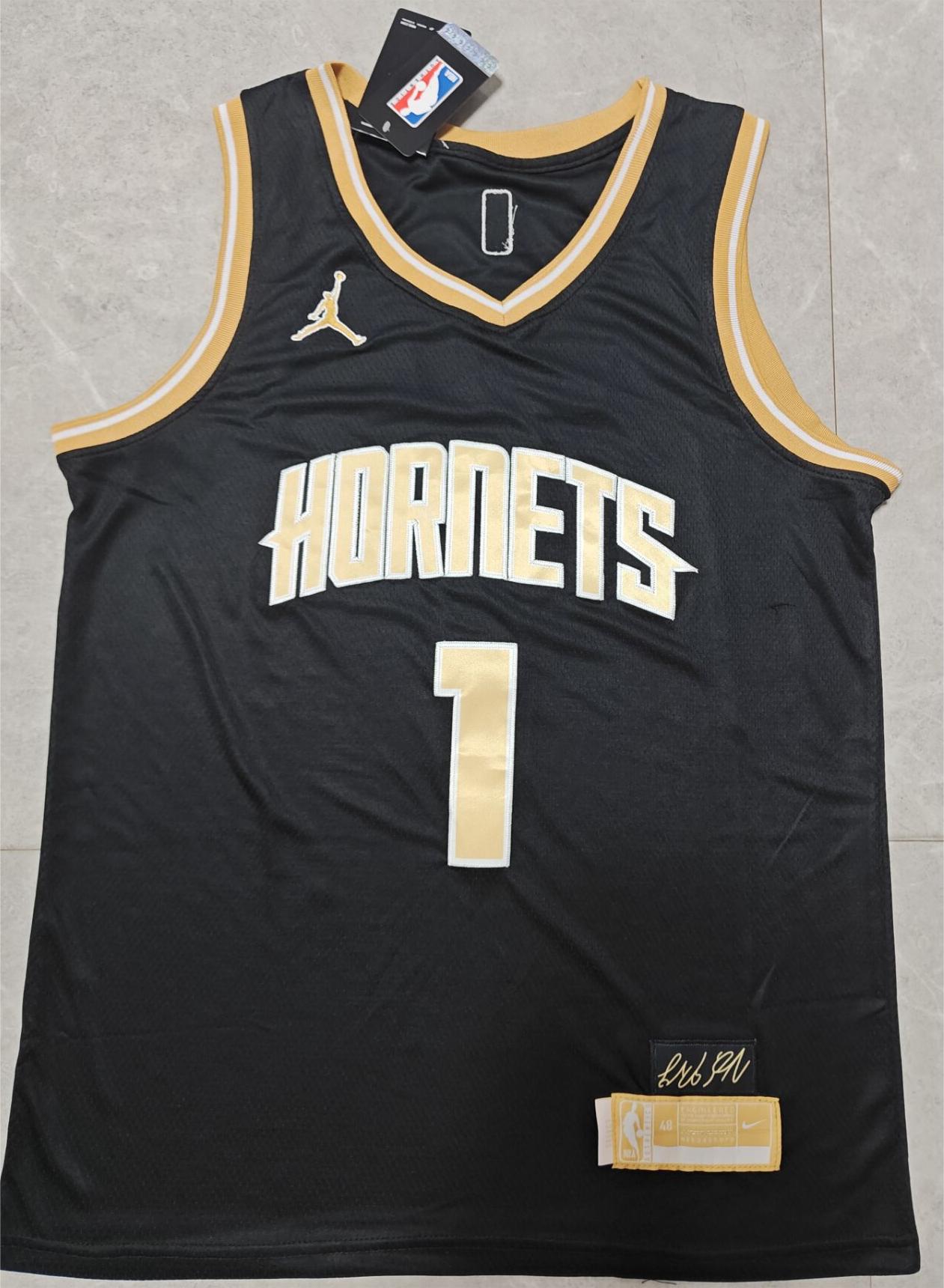 24 Hornets #1 Ball black and gold jersey
