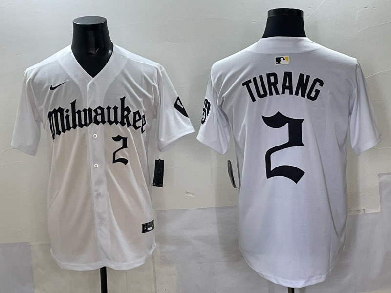 Men's Milwaukee Brewers Brice Turang White Replica Player Jersey