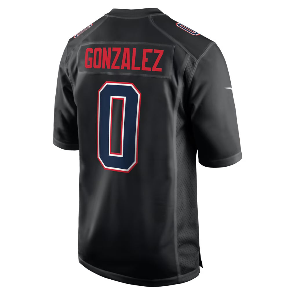 Men's New England Patriots Christian Gonzalez  Black Super Bowl LX Patch Carbon Fashion Game Jersey