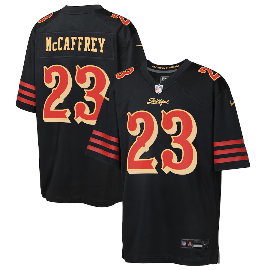 Youth San Francisco 49ers Christian McCaffrey  Black 2025 Rivalries Collection Game Jersey
