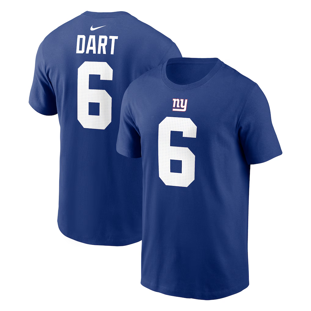 Men's New York Giants Jaxson Dart  Royal Name & Number T-Shirt