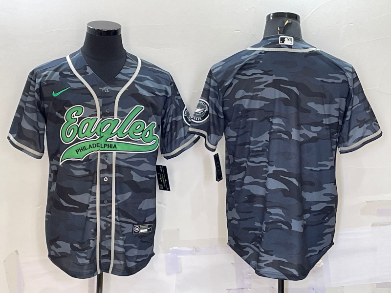 Men's Philadelphia Eagles Grey Camouflage Blank Jersey1