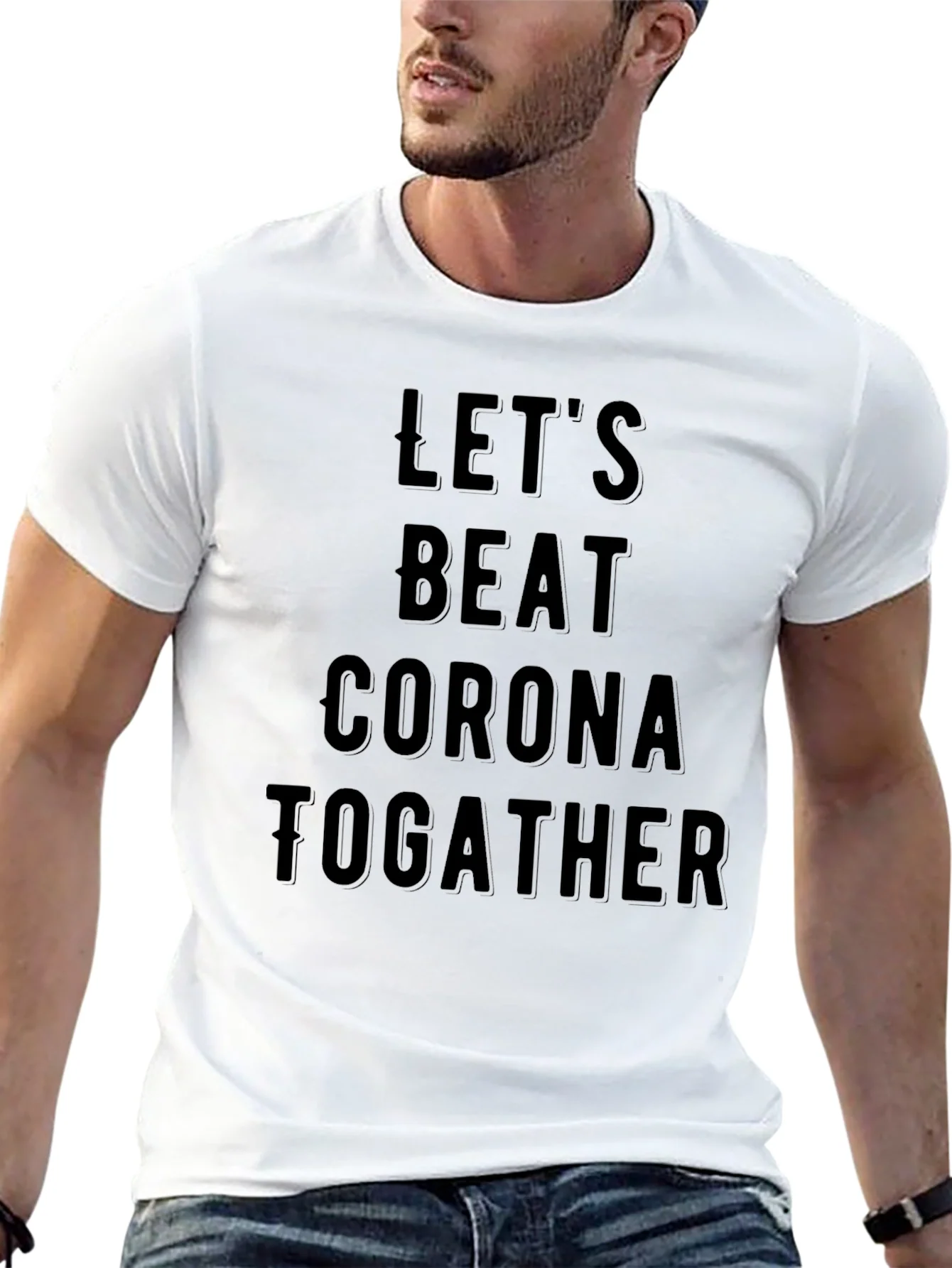 Lets Beat Corona Together Black T-Shirt