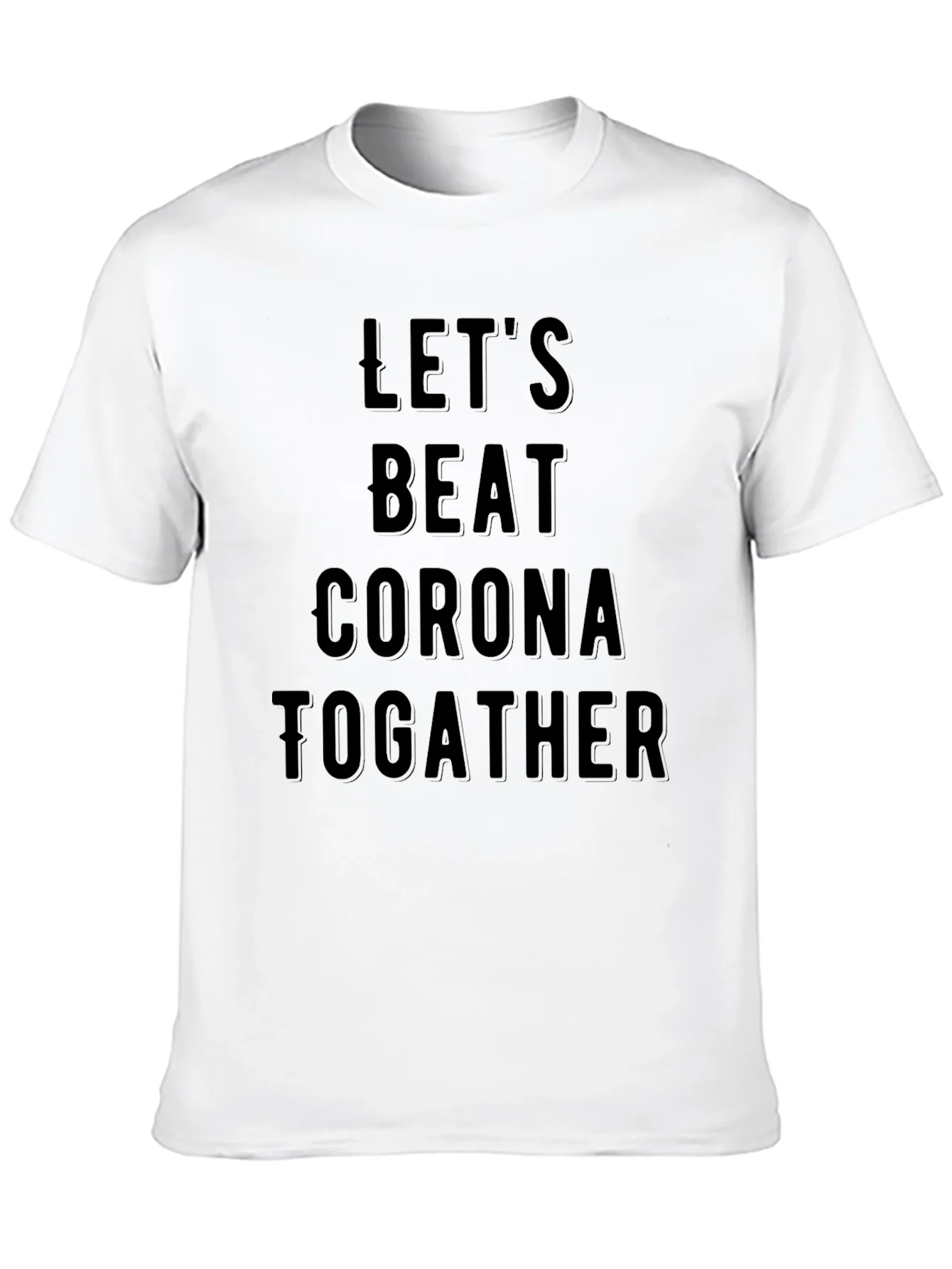 Lets Beat Corona Together Black T-Shirt