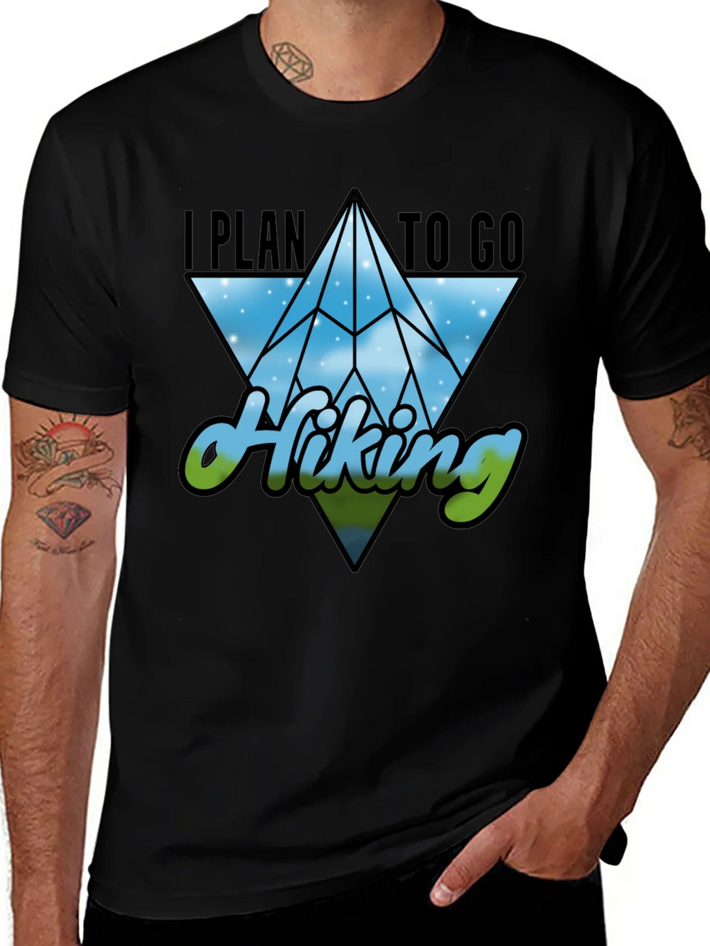 I Plan to Go Hiking Black Graphic Tee