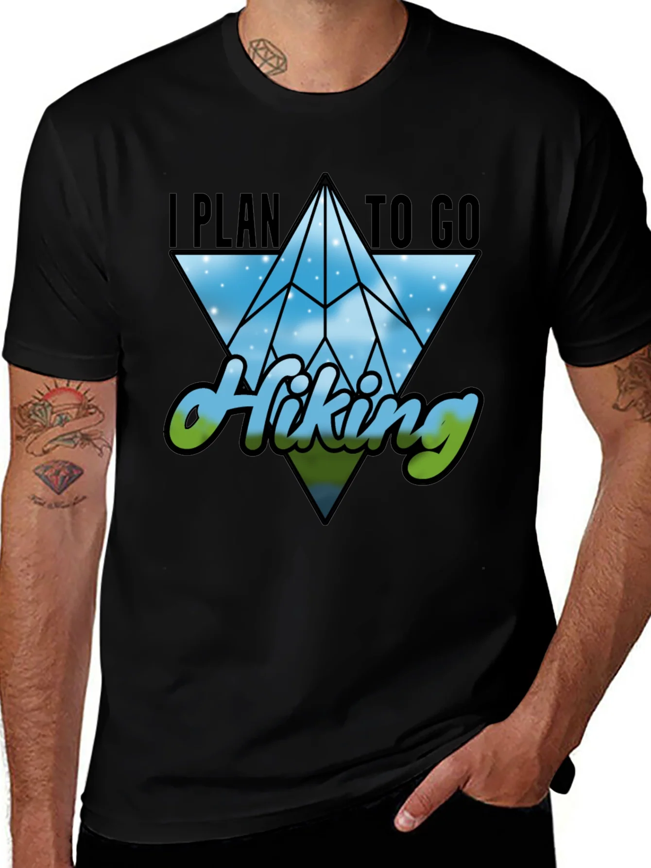 I Plan to Go Hiking Black Graphic Tee