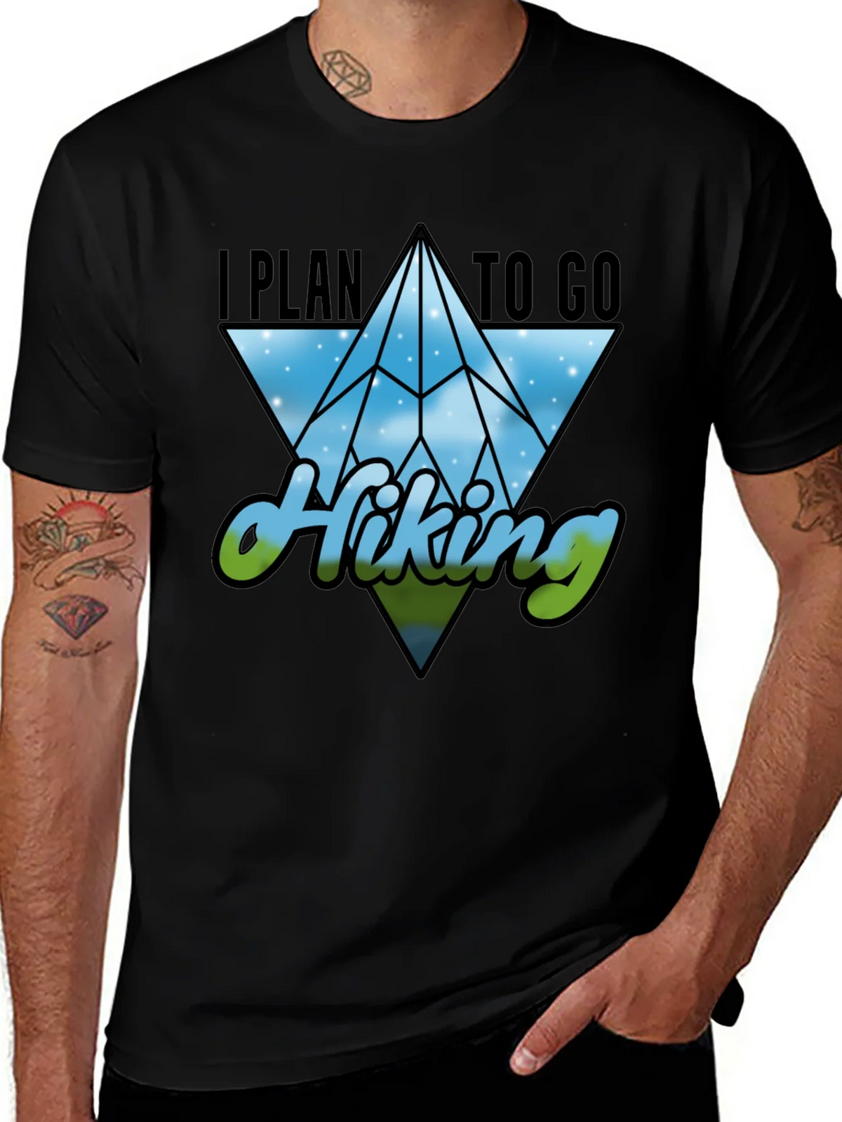 I Plan to Go Hiking Black Graphic Tee