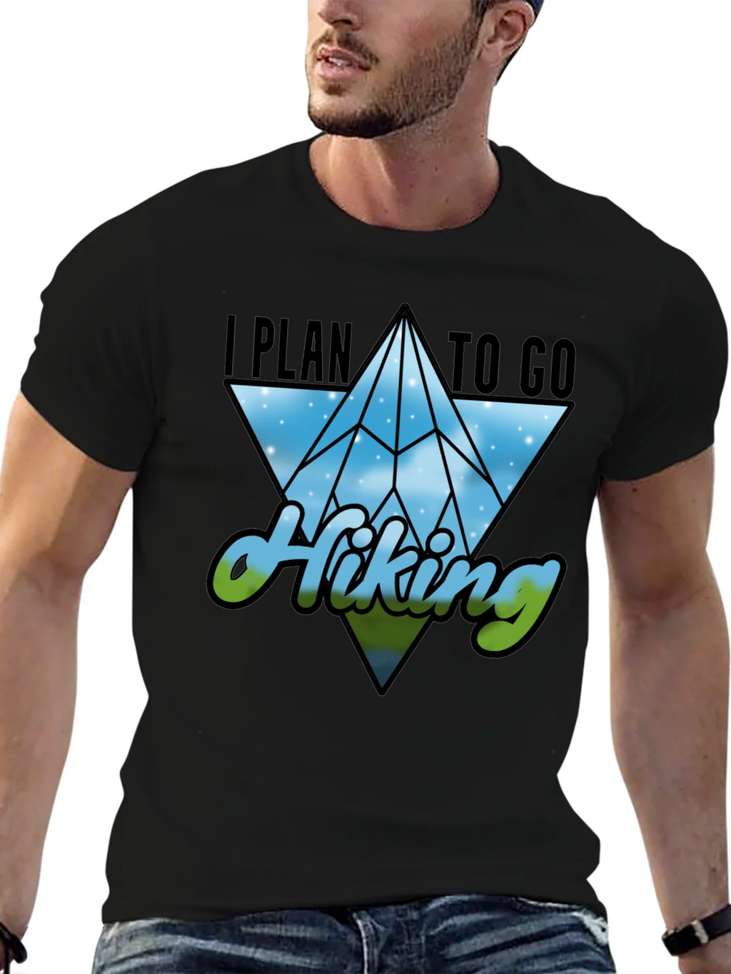 I Plan to Go Hiking Black Graphic Tee