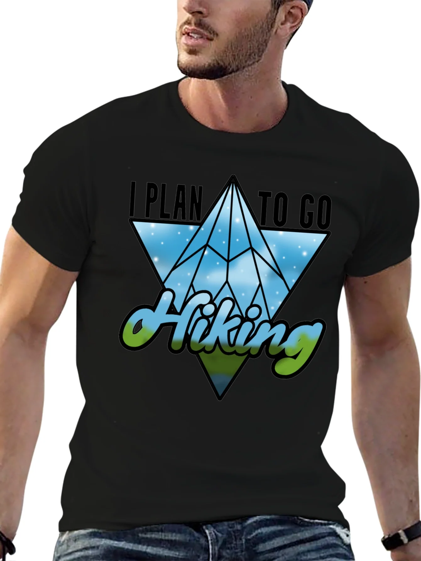 I Plan to Go Hiking Black Graphic Tee