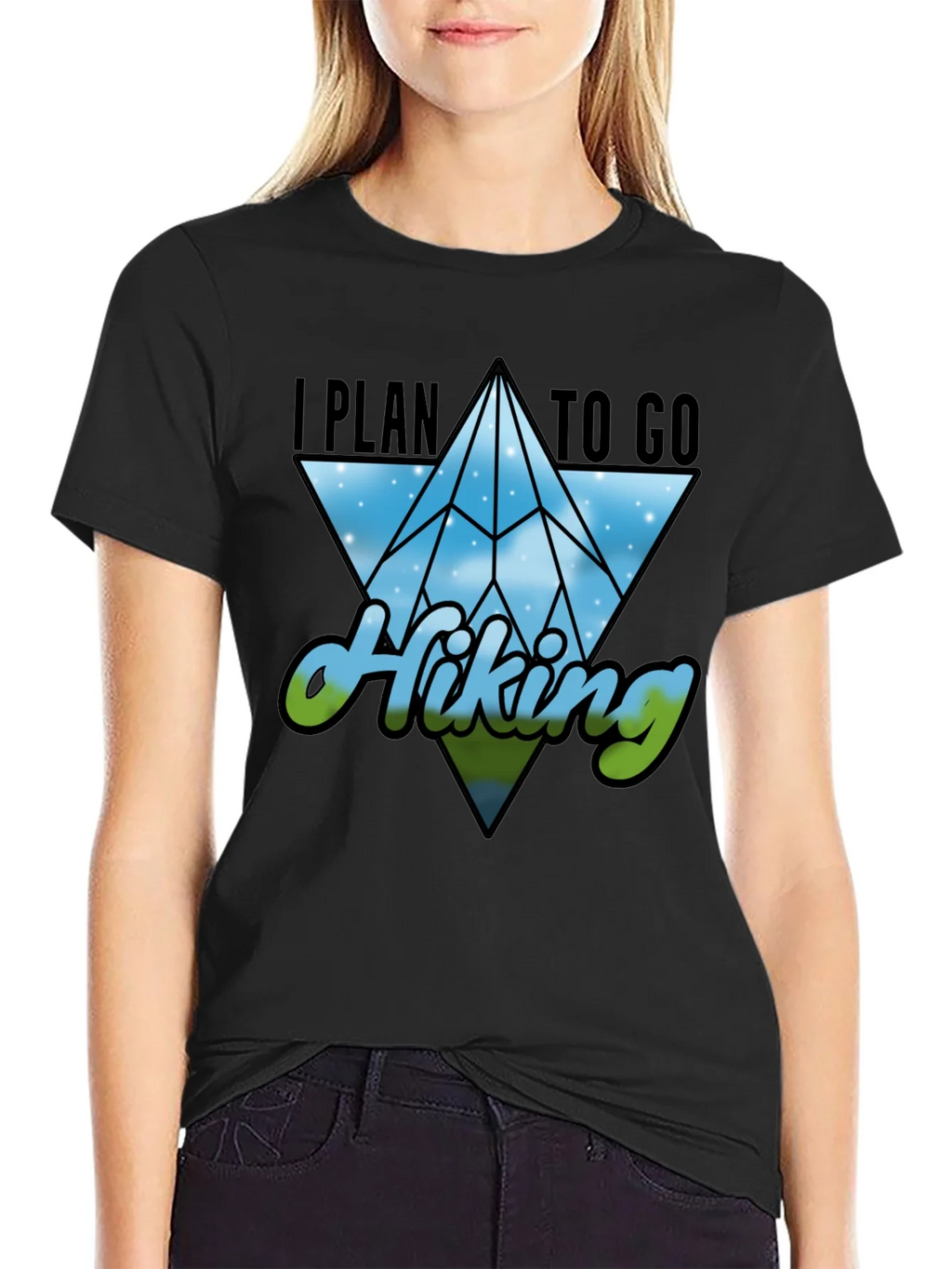 I Plan to Go Hiking Black Graphic Tee