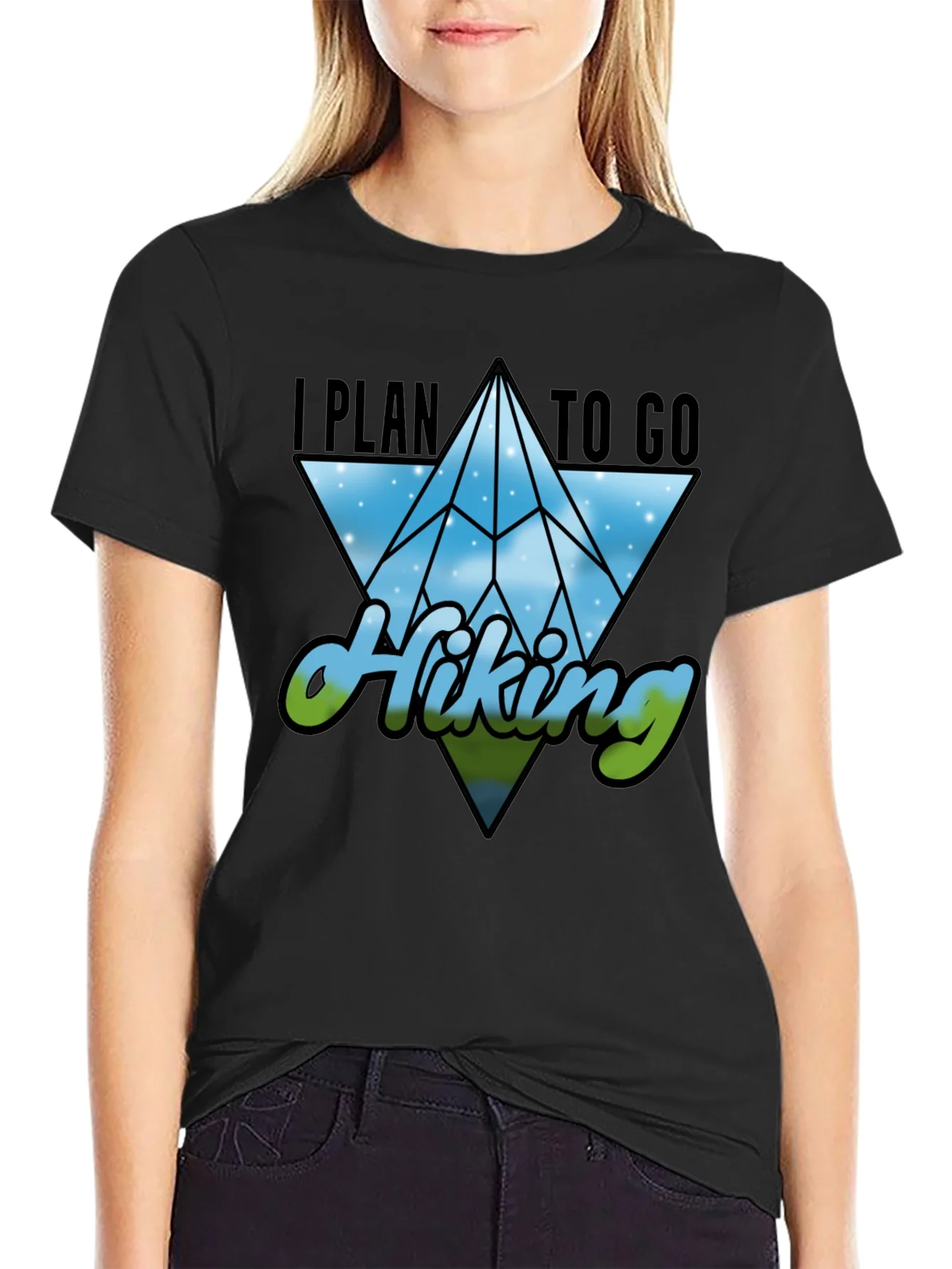 I Plan to Go Hiking Black Graphic Tee