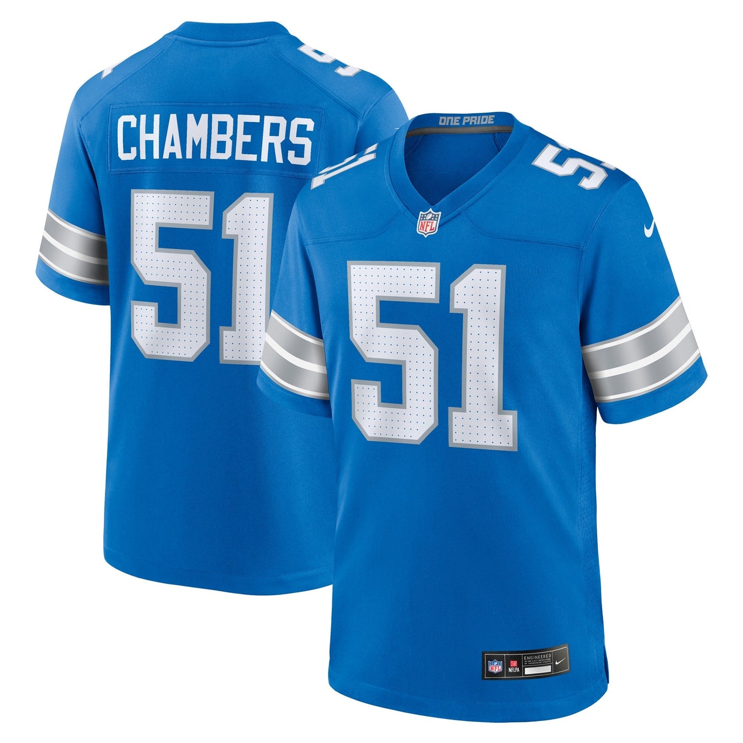 Steele Chambers Detroit Lions  Game Jersey -  Blue
