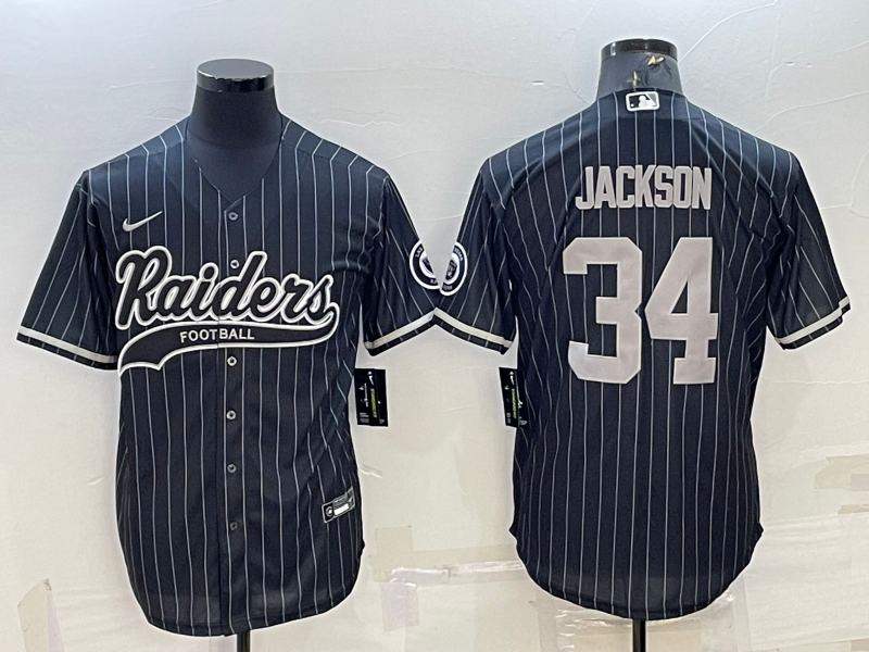 Men's Las Vegas Raiders Bo Jackson Black Team Game Jersey Joint Edition