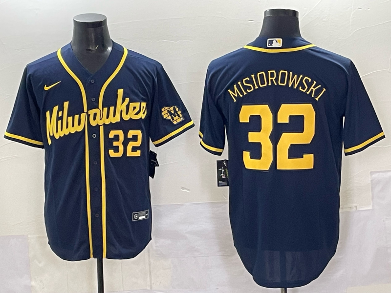 Men's Milwaukee Brewers Jacob Misiorowski Navy Alternate 2 Replica Jersey