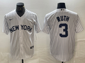 Men's New York Yankees1 Babe Ruth #3 White Limited Jersey