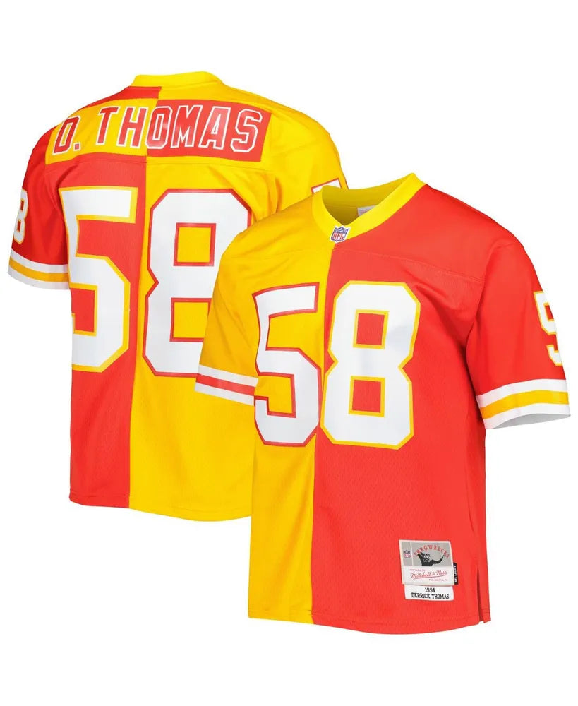 Men's  Derrick Thomas Red, Gold Kansas City Chiefs 1994 Split Legacy Replica Jersey