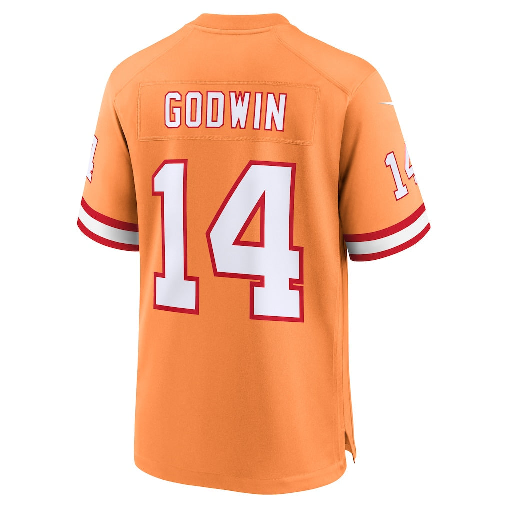 TB.Buccaneers #14 Chris Godwin Orange Throwback Game Jersey