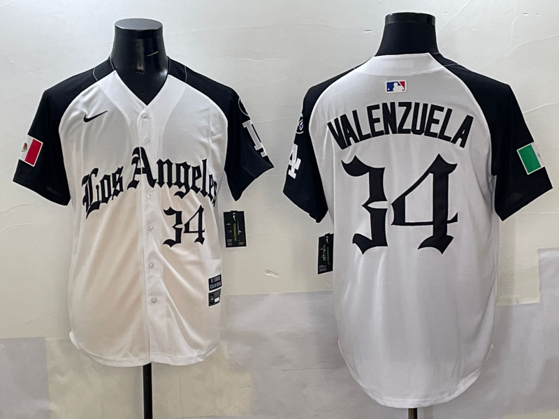 Men's Los Angeles Dodgers Fernando Valenzuela #34 White Team Player Jersey