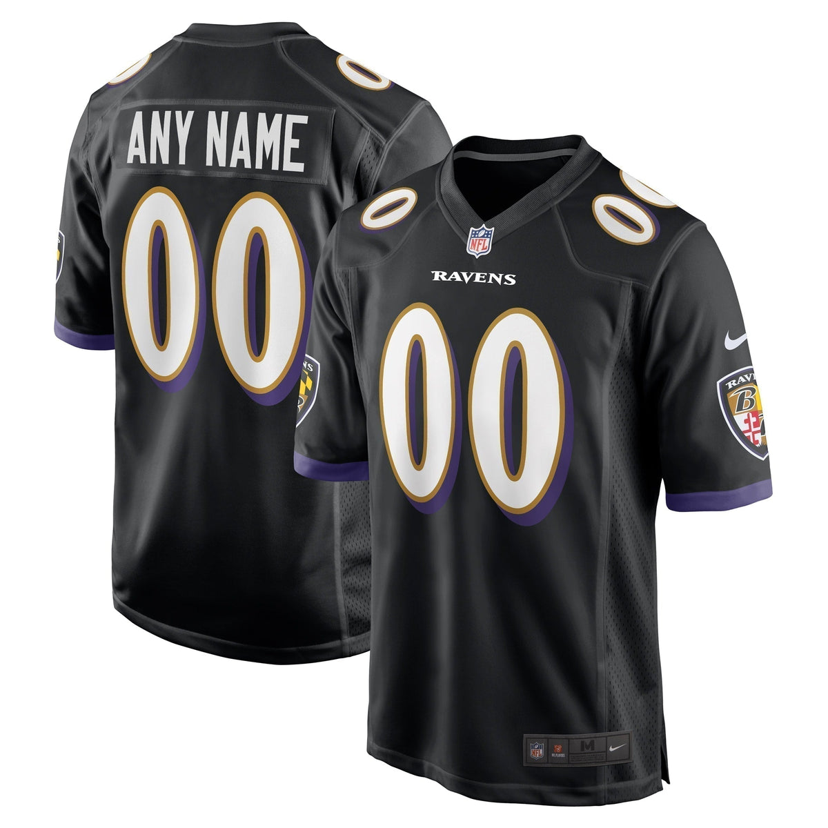 Baltimore Ravens  Alternate Custom Game Jersey - Black