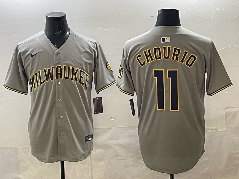 Men's Milwaukee Brewers Jackson Chourio Grey Replica Player Jersey