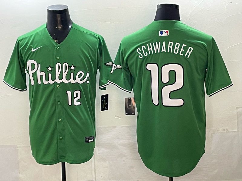 Men's Philadelphia Phillies Kyle Schwarber #12 Green Replica Player Jersey