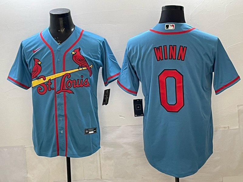 Men's St. Louis Cardinals Masyn Winn #0 Light Blue Alternate Replica Jersey